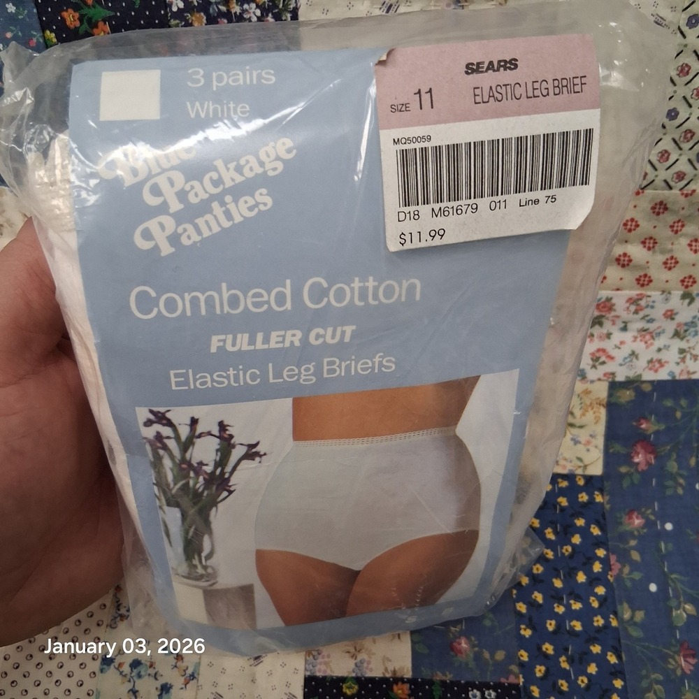 VTG Deadstock 3 Pack Sears Best Blue Package Panties Combed Cotton Fuller Cut